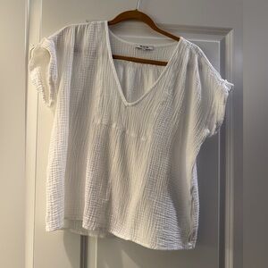 Madewell White Cotton Textured Blouse L